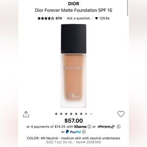 DIOR Forever Matte Foundation SPF 15 - 4N Neutral